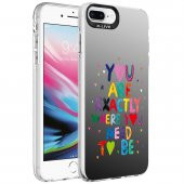 Apple iPhone 8 Plus Kılıf Desenli Catchword Silver Sert Kapak - 2