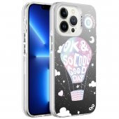 Apple iPhone 13 Pro Kılıf Desenli Catchword Silver Sert Kapak - 1