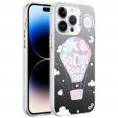 Apple iPhone 14 Pro Kılıf Desenli Catchword Silver Sert Kapak - 1