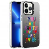 Apple iPhone 13 Pro Kılıf Desenli Catchword Silver Sert Kapak - 2