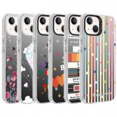 Apple iPhone 13 Kılıf Desenli Catchword Silver Sert Kapak - 3