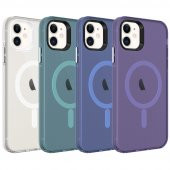Apple iPhone 11 Kılıf Özel Tuşlu Magsafe Şarj Özellikli Buzlu Transparan C-Pro Sert Kapak - 3