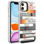 Apple iPhone 12 Kılıf Desenli Catchword Silver Sert Kapak - 2