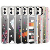 Apple iPhone 12 Kılıf Desenli Catchword Silver Sert Kapak - 3