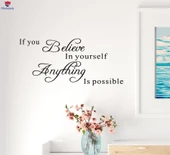 Duvar Sticker Motivasyon Alıntı Kelimeler Her Şey Mümkün Oturma Odası, Ofis, Mağaza Dekoru Siyah 35 inç x 16 inç thumbnail 1