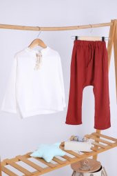Babyhola Pamuk Bluz Keten Pantolon Kız Çocuk Salaş Takım 1112 - 5