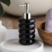 Porsima 3204 Seramik Sıvı Sabunluk - Tezgah Üstü Banyo Mutfak Lavabo Sabunluğu - 275 cc Siyah - 1