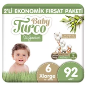 Baby Turco Doğadan 2'li Ekonomik Fırsat Paketi Bebek Bezi 6 Numara Xlarge 92 Adet - 1