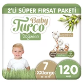 Baby Turco Doğadan 2'li Süper Fırsat Paketi Bebek Bezi 7 Numara Xxlarge 120 Adet - 1