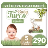 Baby Turco Doğadan 2'li Ultra Fırsat Paketi Bebek Bezi 5 Numara Junior 290 Adet - 1