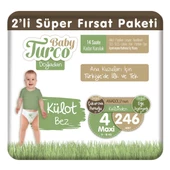 Baby Turco Doğadan 2'li Süper Fırsat Paketi Külot Bez 4 Numara Maxi 246 Adet - 1