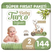 Baby Turco Doğadan Süper Fırsat Paketi Bebek Bezi 2 Numara Mini 144 Adet - 1