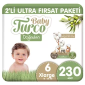 Baby Turco Doğadan 2'li Ultra Fırsat Paketi Bebek Bezi 6 Numara Xlarge 230 Adet - 1