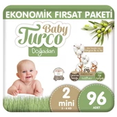 Baby Turco Doğadan Ekonomik Fırsat Paketi Bebek Bezi 2 Numara Mini 96 Adet - 1