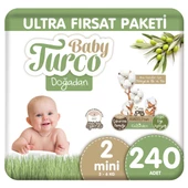 Baby Turco Doğadan Ultra Fırsat Paketi Bebek Bezi 2 Numara Mini 240 Adet - 1