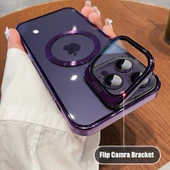 Gpack Apple iPhone 15 Pro Kılıf Cam Kapak Kamera Korumalı Standlı Magsafeli - 3