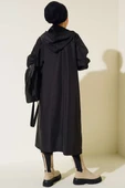 Çıtçıtlı Trençkot Siyah - 3