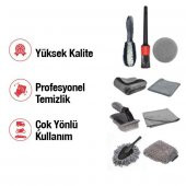 Coofbe Profesyonel Mikrofiber 9 Parça Araç Temizleme Seti Araç Lastik Torpido Jant Yıkama Seti Araç Fırca Seti - 4