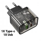 Coofbe HC Seri Akım Koruma QC3.0+20W Şarj Başlık USB+Type-C Samsung Huawei İphone 15 15 Pro Max Şarj - 2