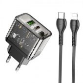 Coofbe HC Seri Şarj Akım Korumalı 20W Type-C USB Girişli Şarj Başlığı Ve 1Mt Lightning Kablo Şarj Seti İphone İle Uyumlu - 1
