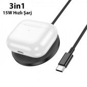 Coofbe HC Seri Magsafe Kablosuz 15W 3in1 Şarj Standı İphone 12 13 14 Pro Max Şarj Masaüstü Şarj Standı - 3