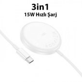 Coofbe HC Seri Magsafe Kablosuz 15W 3in1 Şarj Standı İphone 12 13 14 Pro Max Şarj Masaüstü Şarj Standı - 9