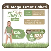 Baby Turco Doğadan 2'li Mega Fırsat Paketi Külot Bez 4 Numara Maxi 328 Adet - 1