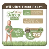 Baby Turco Doğadan 2'li Ultra Fırsat Paketi Külot Bez 5 Numara Junior 290 Adet - 1