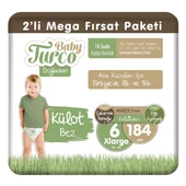 Baby Turco Doğadan 2'li Mega Fırsat Paketi Külot Bez 6 Numara Xlarge 184 Adet - 1