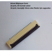 18 Pin 1Mm Adımlı Flex Soketi Flex Ffc Konnektörü Alt kontak 18-1-Alt - 1