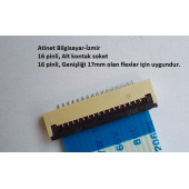 16 Pin 1Mm Adımlı Flex Soketi Flex Ffc Konnektörü Alt kontak 16-1-Alt - 2