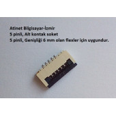 5 Pin 1Mm Adımlı Flex Soketi Flex Ffc Konnektörü alt kontak 5-1-Alt - 1