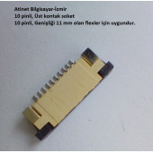10 Pin, 1 mm Adımlı Üst kontak flex Soketi. Flex Ffc Konnektörü 10-1-Üst - 1