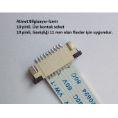 10 Pin, 1 mm Adımlı Üst kontak flex Soketi. Flex Ffc Konnektörü 10-1-Üst - 2