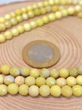 Peridot (Zebercet) Taşı Açık Yeşil-Beyaz Alacalı Faset Kesim YARIM Dizi 6mm (18cm uzunluğundadır) thumbnail 1