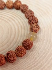 Gold Beril Taşlı Rudraksha Tohum Unisex Bileklik 8mm thumbnail 3