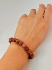 Çilek Kuvars Taşlı Rudraksha Tohum Unisex Bileklik 8mm thumbnail 1