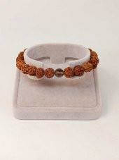 Dumanlı Kuvars Taşlı Rudraksha Tohum Unisex Bileklik 8mm thumbnail 1