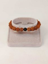 Golden Obsidyen Taşlı Rudraksha Tohum Unisex Bileklik 8mm thumbnail 2