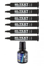 Siyah Kesik Uçlu Markör Permanent Kalem 6 Adet Hı-Text Marker Mürekkep Siyah 30 Ml 1 Adet Brons Koli Kalemi - 1