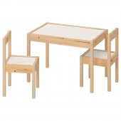 Çocuk Masa-Sandalye Seti MeridyenDukkan Beyaz-Çam, 3 Parça Set - 1
