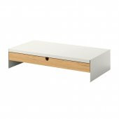 Monitör Yükseltici MeridyenDukkan Beyaz Renk 47x26x10 cm Bambu, Çekmeceli Monitör Standı - 1