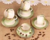 Jasmine 6 Kişilik Porselen Kristal Kahve Fincan Takımı Yeşil - 5