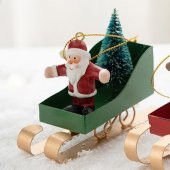 1 Adet 11x7cm Metal Kızakta Noel Baba Ağaç Süsü - 1