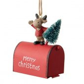 1 Adet 10x8x4cm Posta Kutusunda Geyik Ağaç Süsü thumbnail 1