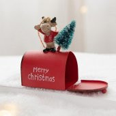 1 Adet 10x8x4cm Posta Kutusunda Geyik Ağaç Süsü thumbnail 2