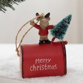 1 Adet 10x8x4cm Posta Kutusunda Geyik Ağaç Süsü thumbnail 3