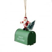 1 Adet 10x8x4cm Posta Kutusunda Noel Baba Ağaç Süsü - 1
