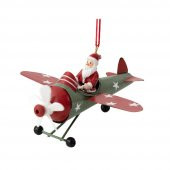 1 Adet 13cm Metal Uçakta Noel Baba Ağaç Süsü - 2