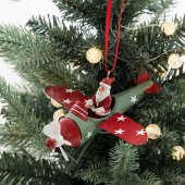 1 Adet 13cm Metal Uçakta Noel Baba Ağaç Süsü - 3